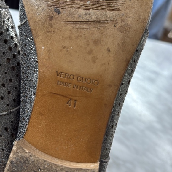 Cordani Peep Toe Metallic Perforated Ankle Bootie Size 41 - Picture 9 of 12